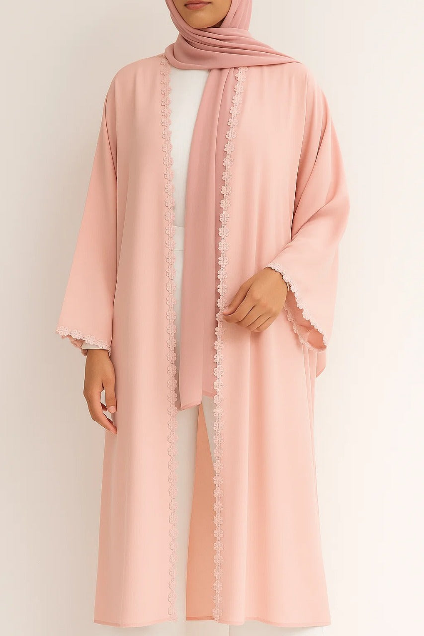 Pinky fancy lace abaya