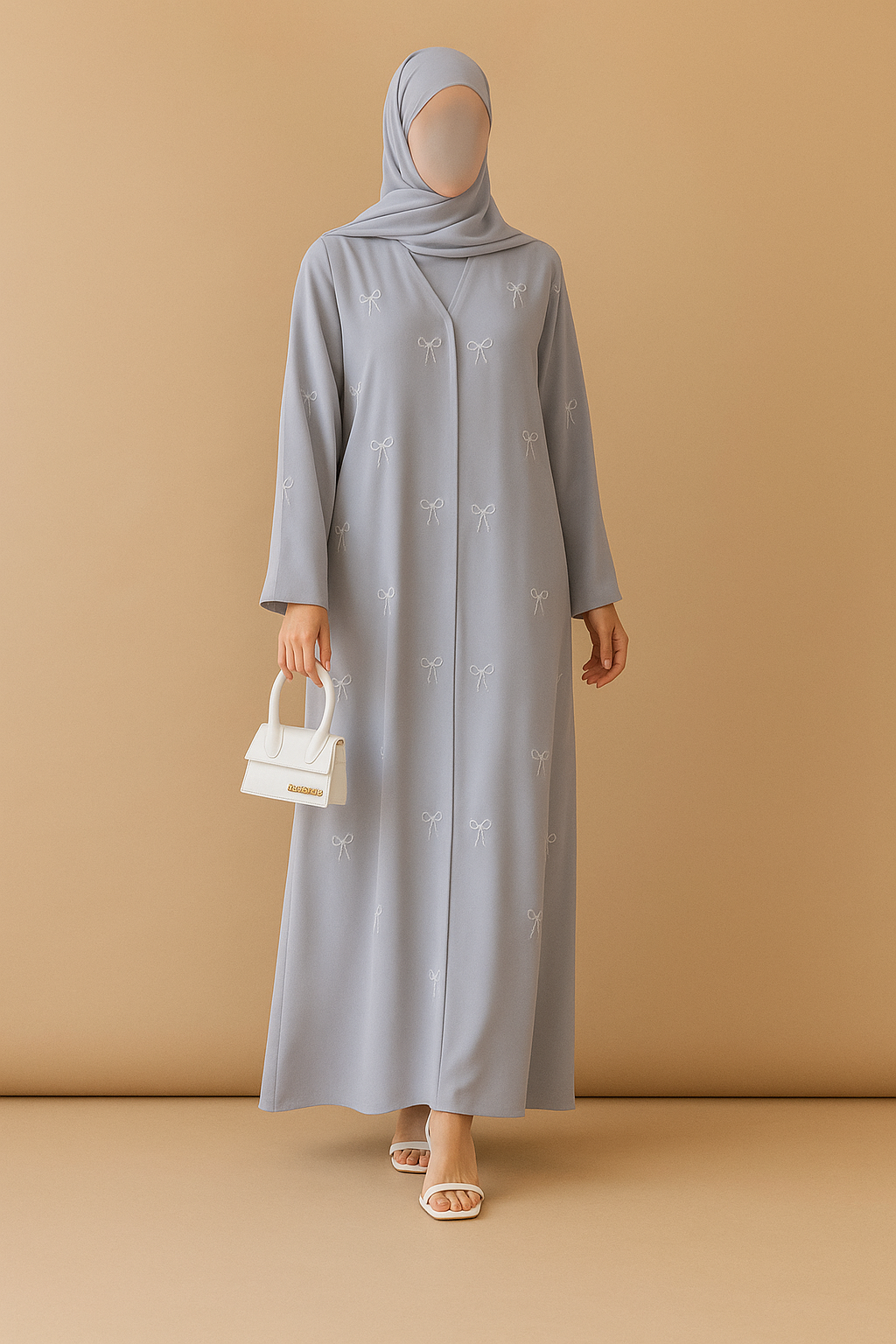 Sky Pearl Bow Abaya