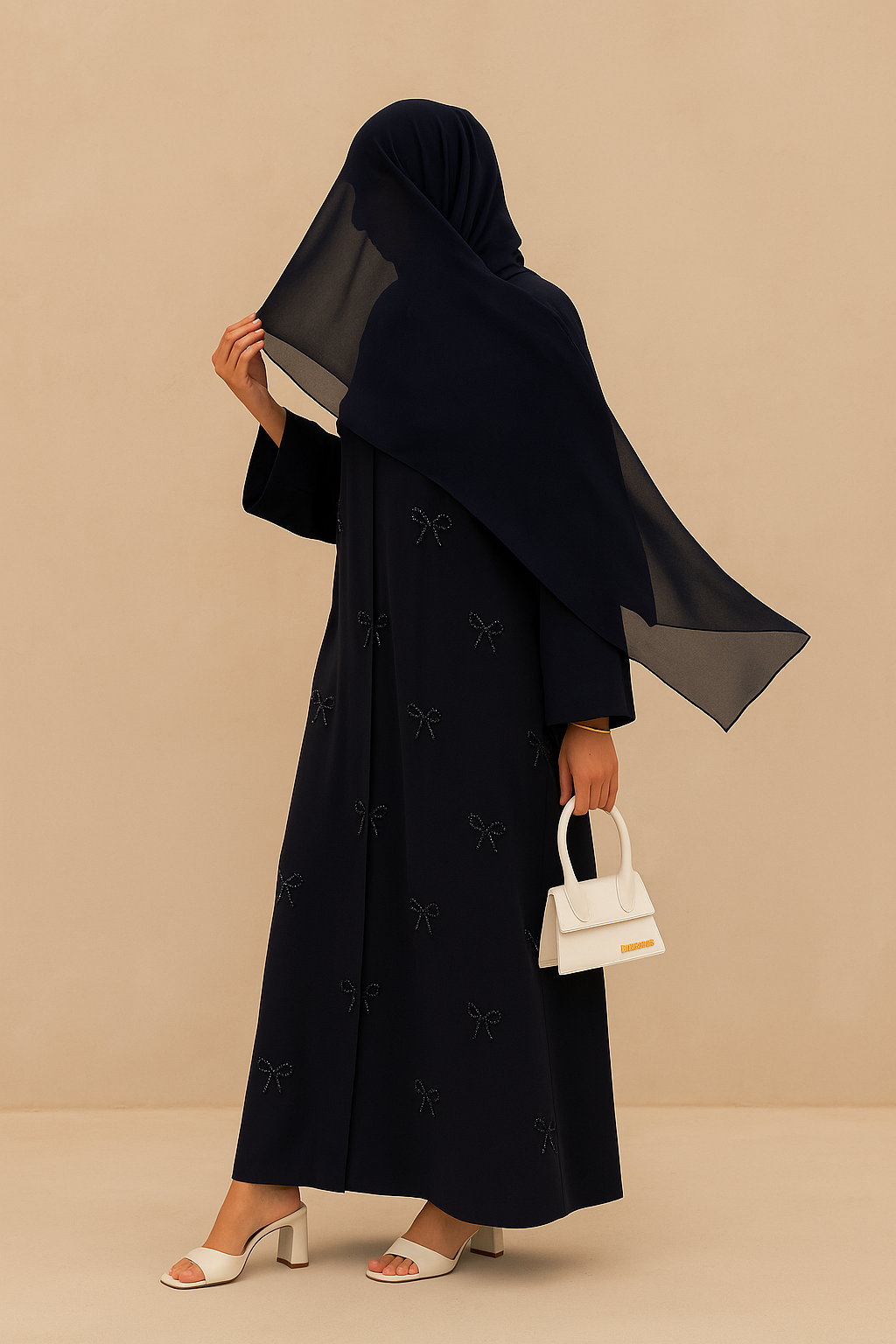 Black Pearl Bow Abaya