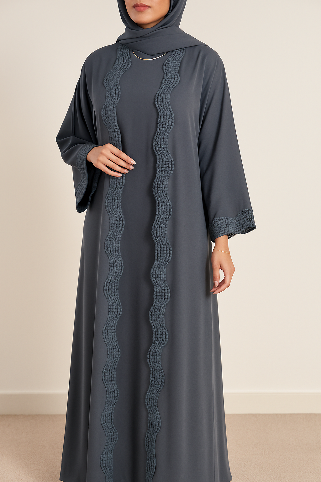 Grey lace abaya (New Edition)