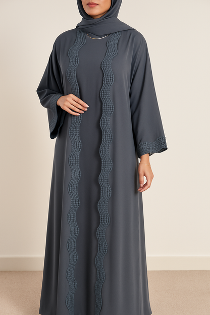Grey lace abaya (New Edition)