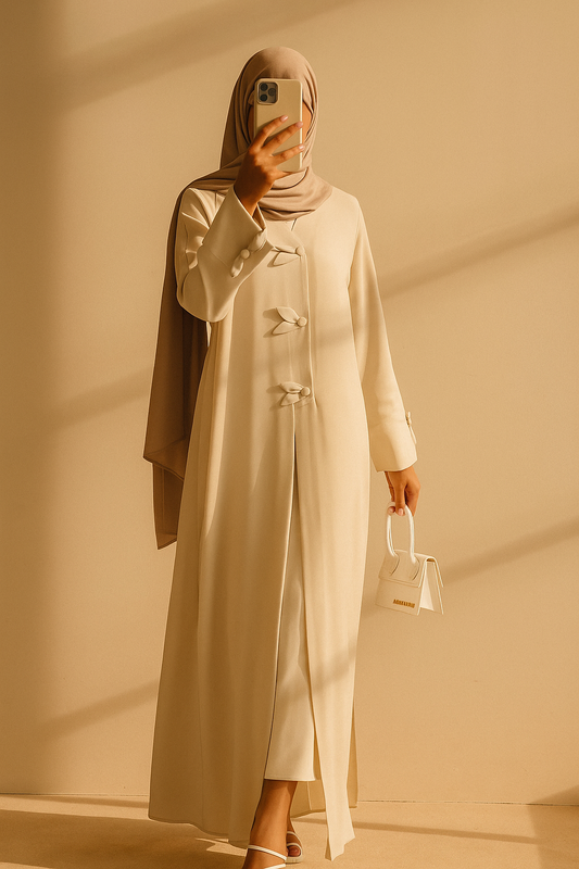 Beige Leaf Abaya