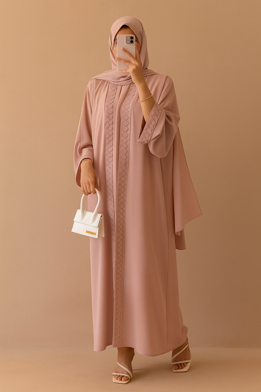 Pink Braided Abaya