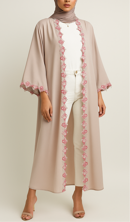Skin fancy lace abaya
