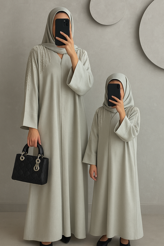 Grey Embellished Abaya AHWA04