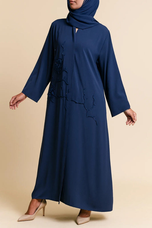 Blue Flora Abaya