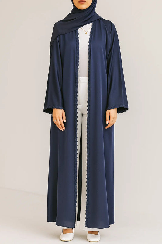 Navy Blue fancy lace abaya