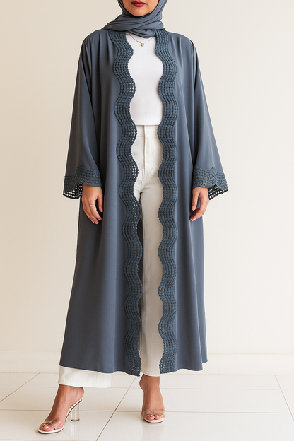 Grey lace abaya (New Edition)