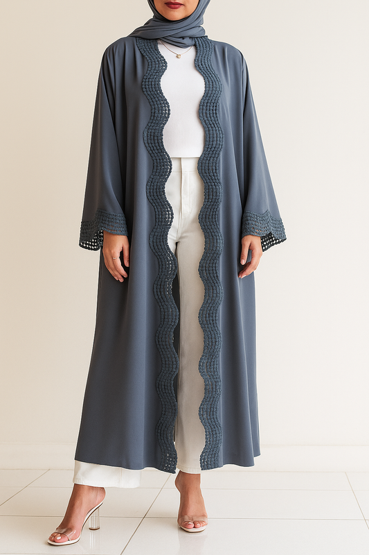 Grey lace abaya (New Edition)