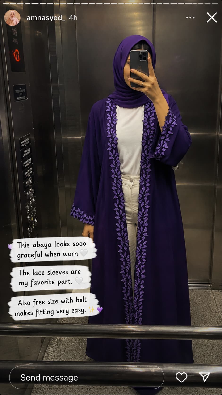 Purple fancy lace abaya