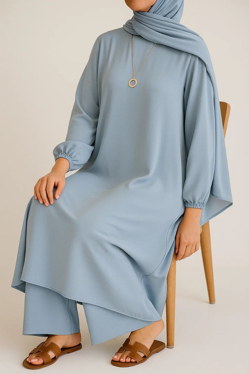 Sky blue A- line coord set