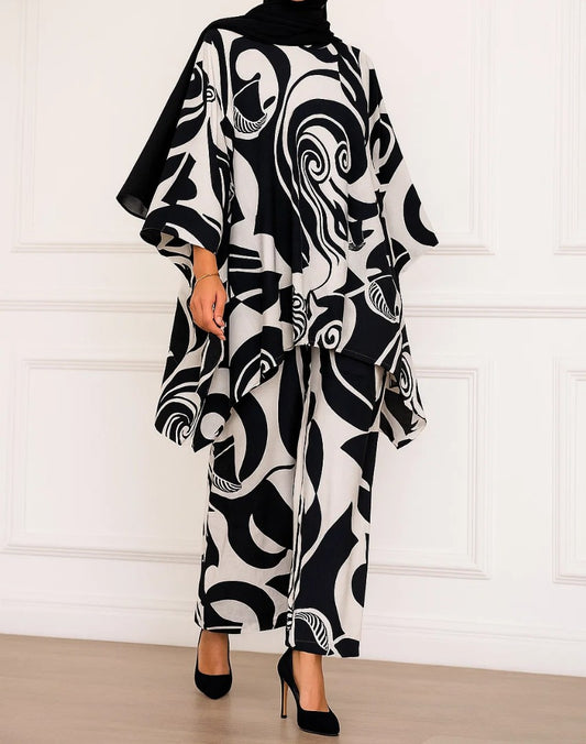 Black Printed  Coord Set D62133