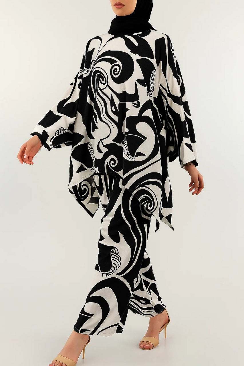 Black Printed  Coord Set D62133