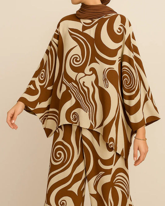 Brown Printed  Coord Set  D62133
