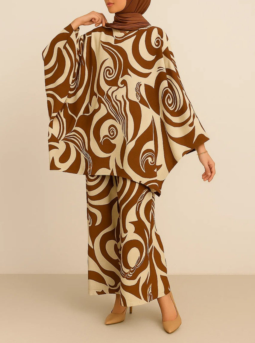 Brown Printed  Coord Set  D62133
