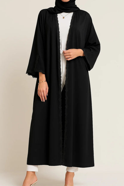 Black Fancy Lace Abaya (04)