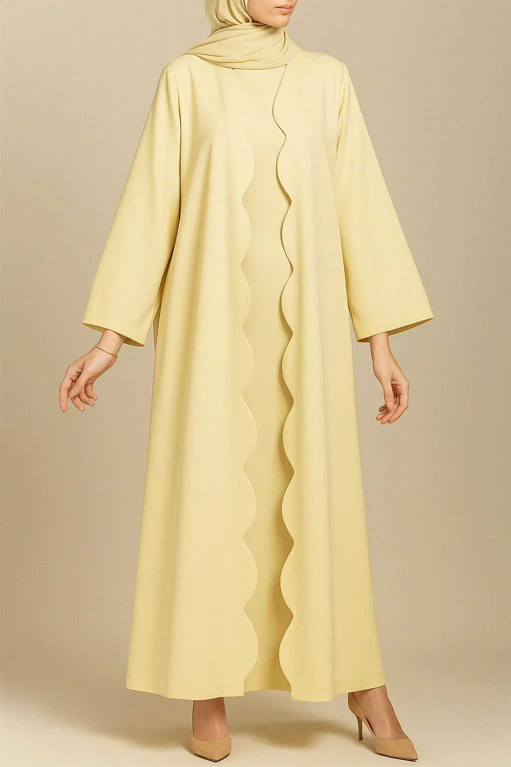 Butter Yellow Wave abaya