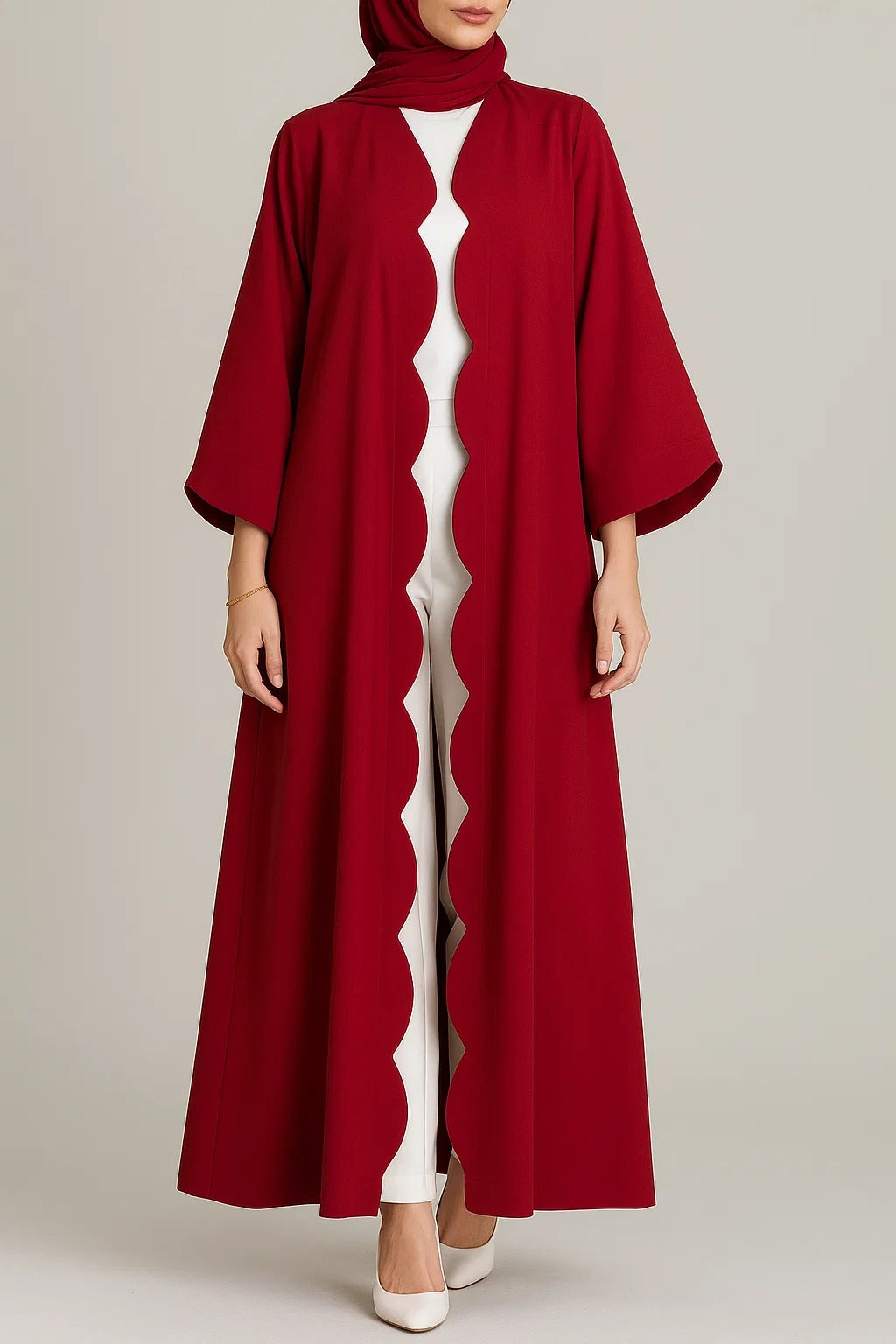 Cherry Red Wave abaya