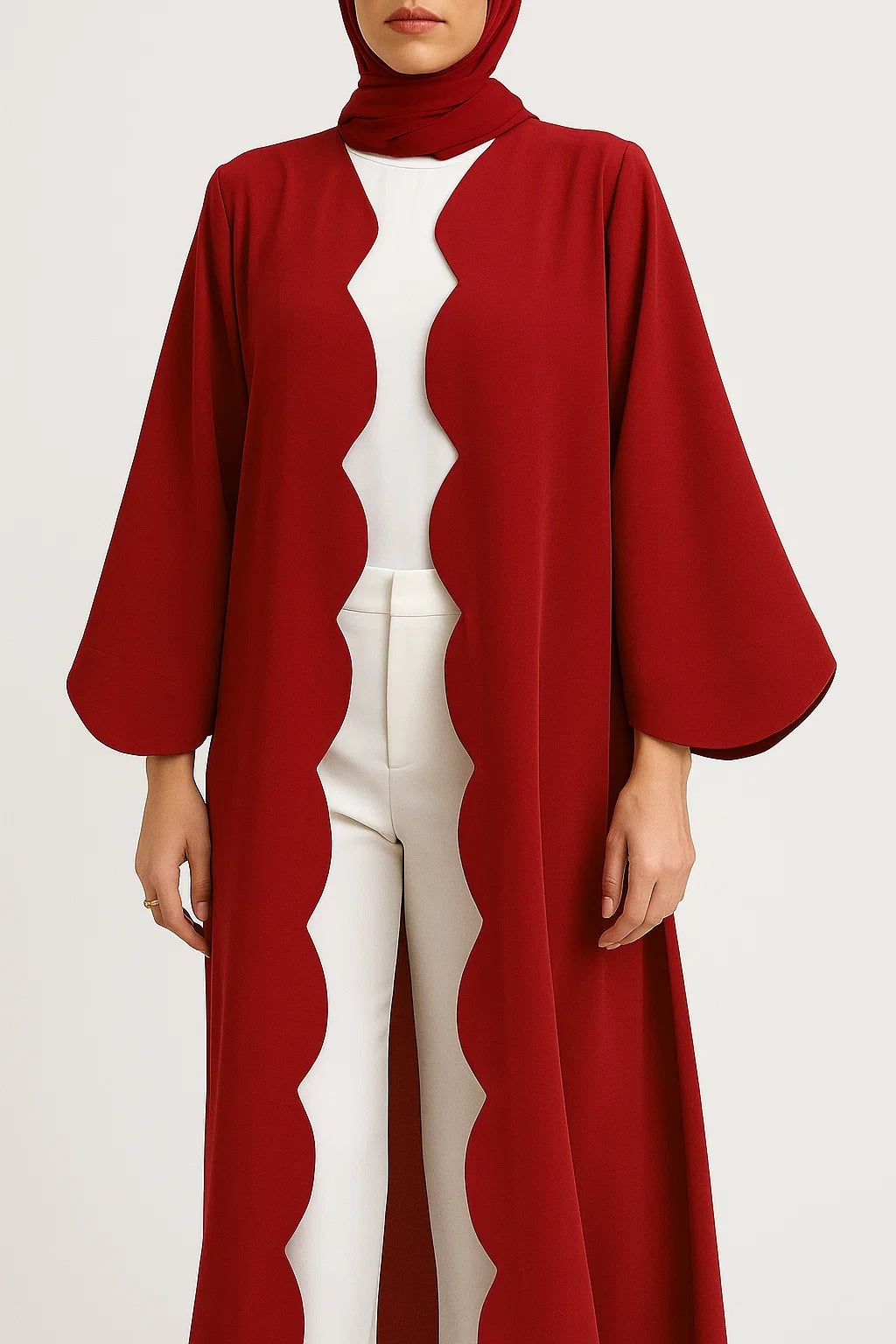 Cherry Red Wave abaya