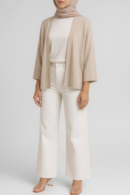 Beige - Viscose Betwing Cardigan