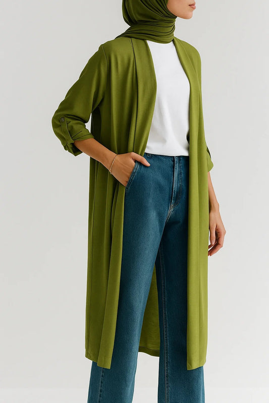 Olive Green- Latte Layer Cardigan