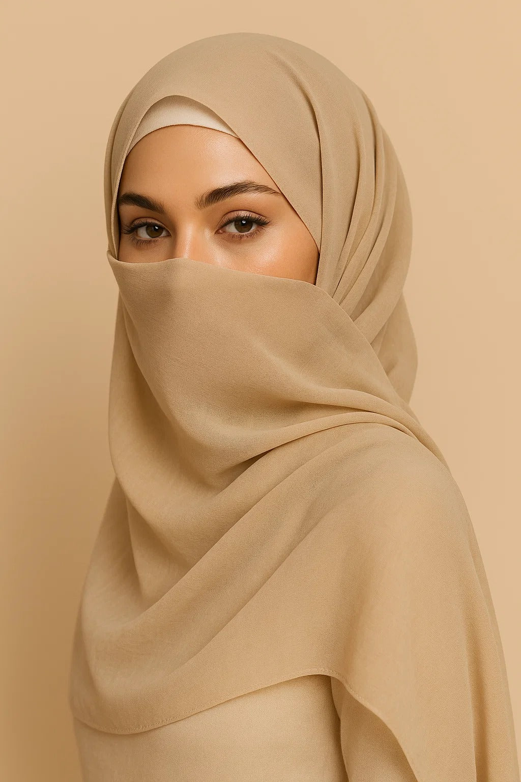 Beige Chiffon Hijab
