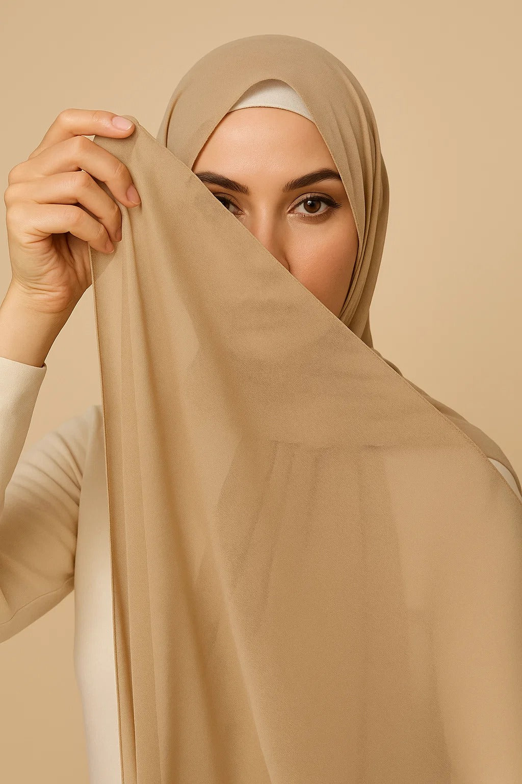 Beige Chiffon Hijab