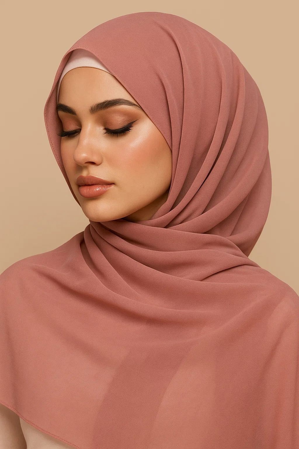 🎁 Dusty Pink Chiffon Hijab (100% off)