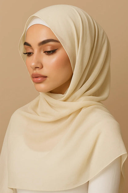 Cream Chiffon Hijab