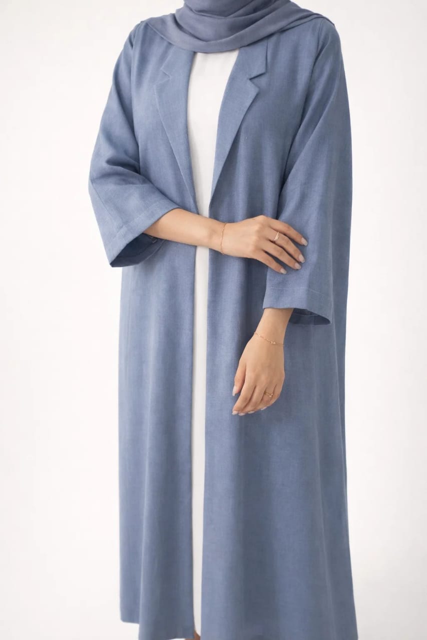 Ice Blue Aureline Coat Abaya