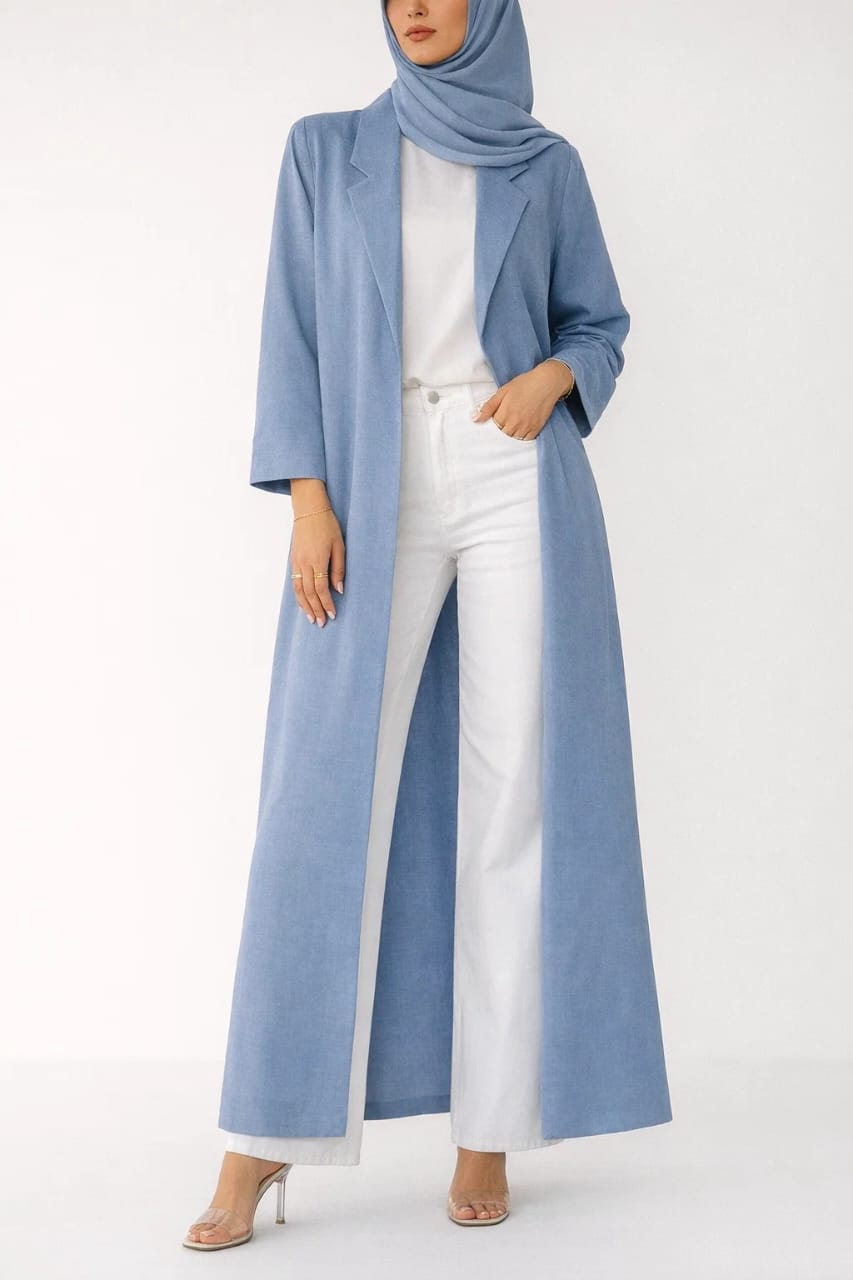 Ice Blue Aureline Coat Abaya