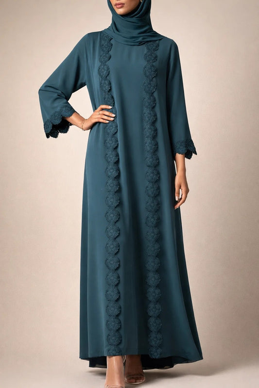 Teal Blue Obscura Abaya