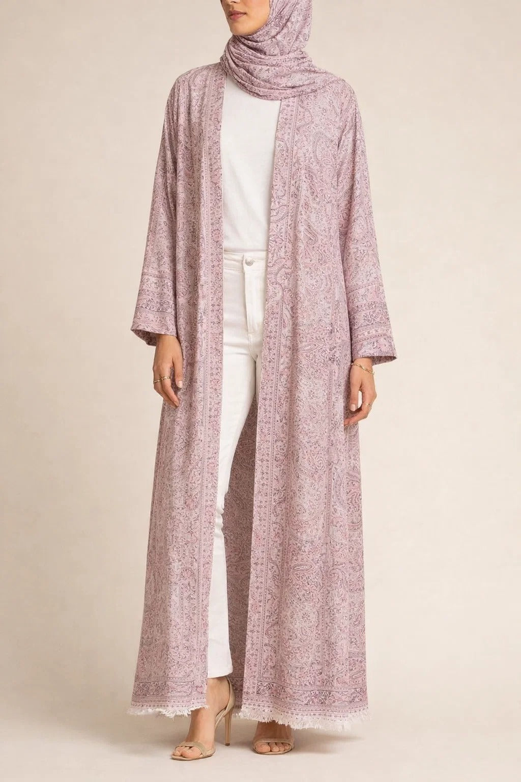 Mauve Pashmina Abaya AT02