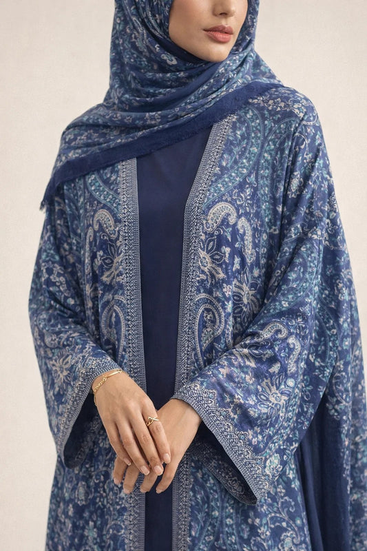 Blue Pashmina Abaya AT03