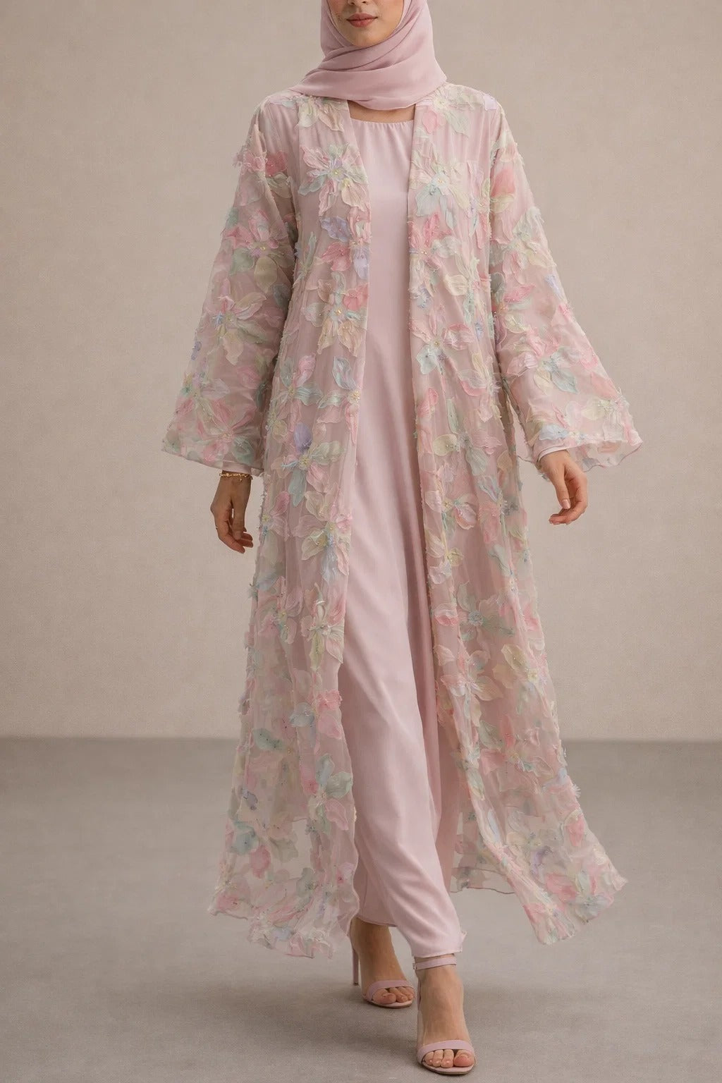 Pastel Petal Royale Abaya
