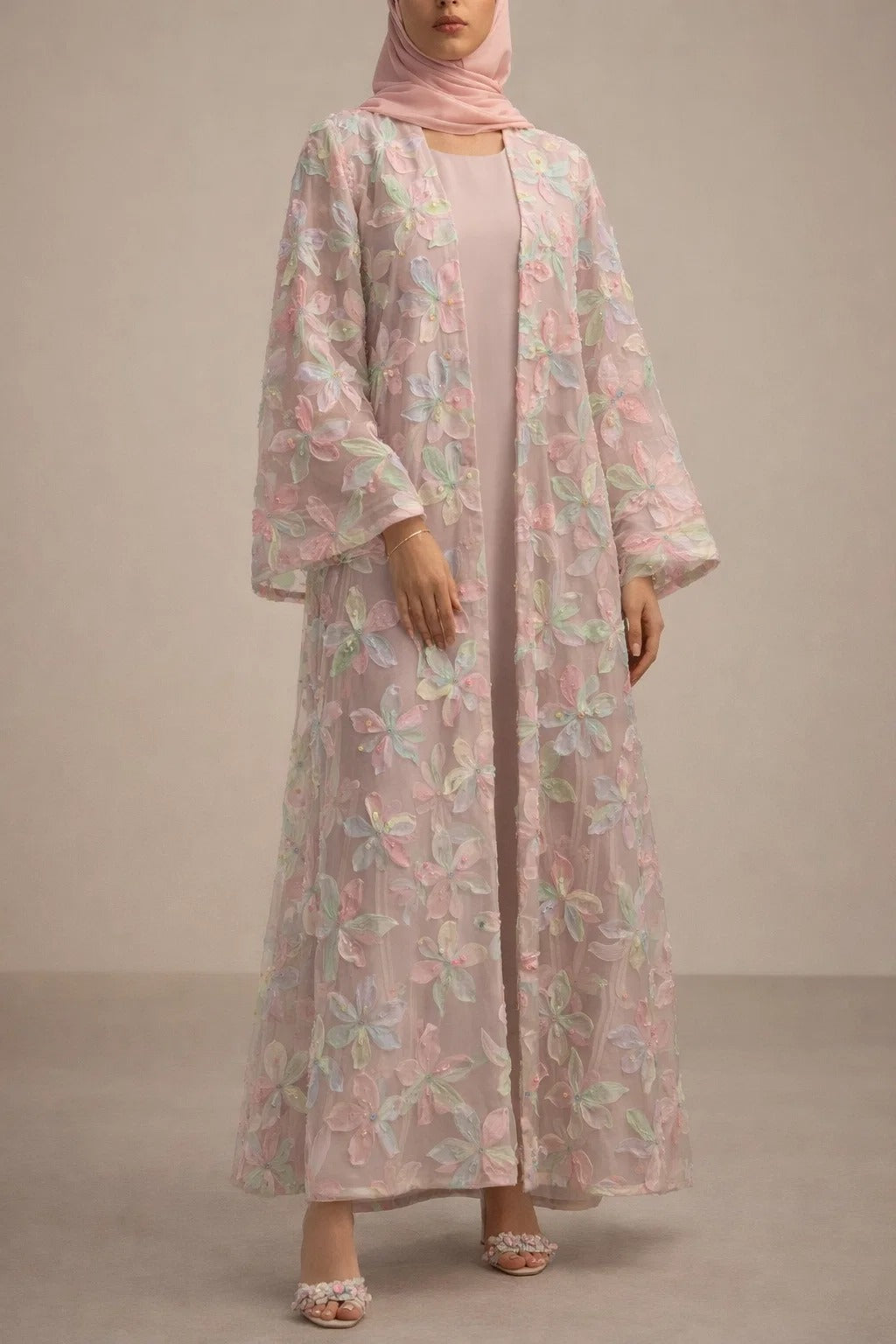 Pastel Petal Royale Abaya