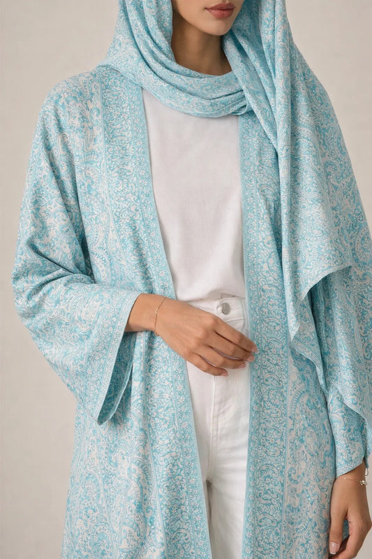 Blue Pashmina Abaya 03