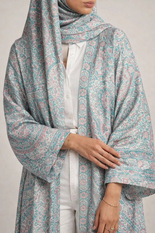 Turquoise Pashmina Abaya 10