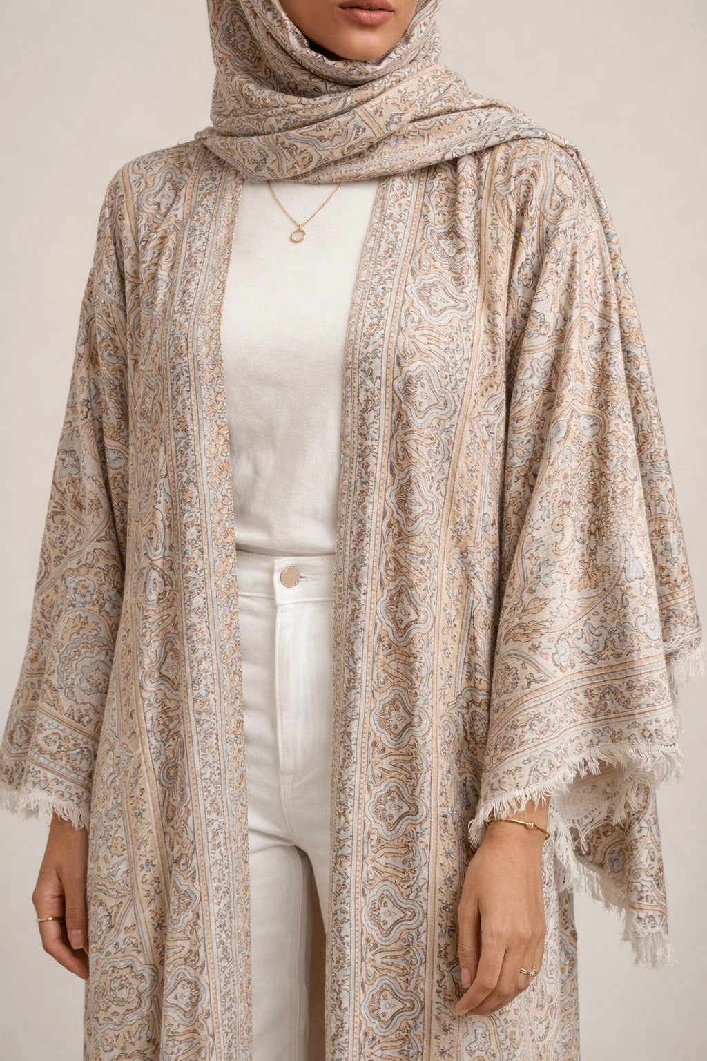 Beige Pashmina Abaya 10