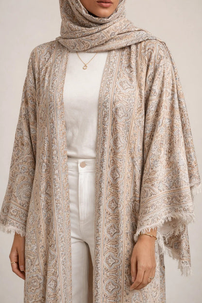 Beige Pashmina Abaya 10