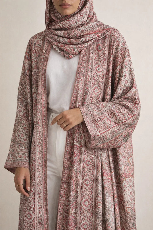 Rosy Pink Pashmina Abaya 10
