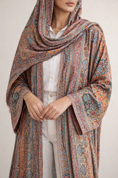 Orange Pashmina Abaya 10