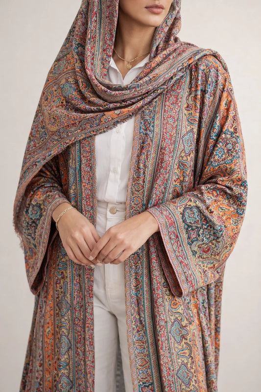 Orange Pashmina Abaya 10
