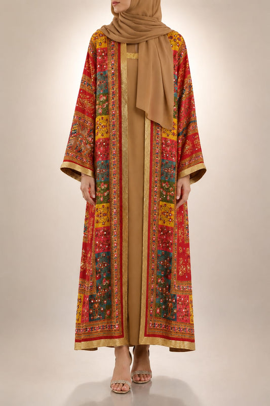 Rust Red Zareen Abaya