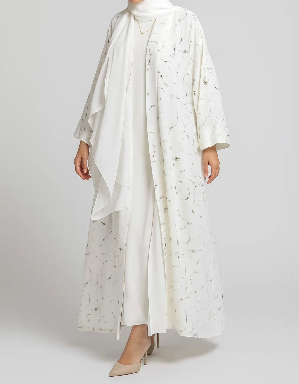 Minimalistic Printed Chiffon Abaya
