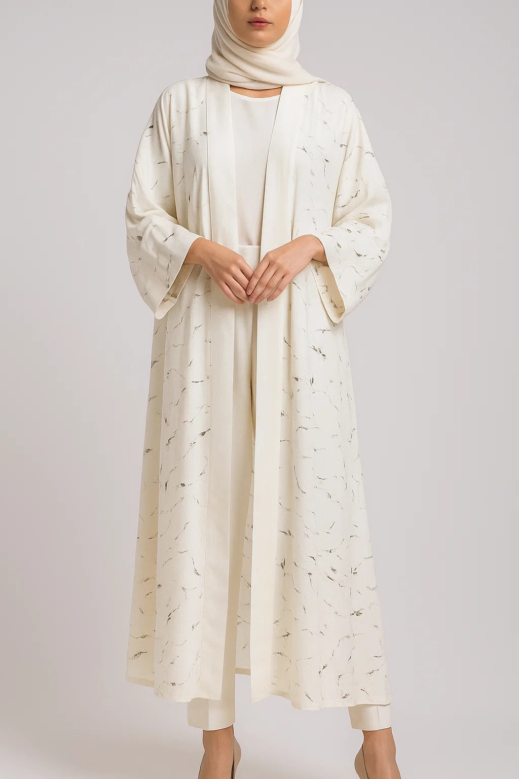 Minimalistic Printed Chiffon Abaya