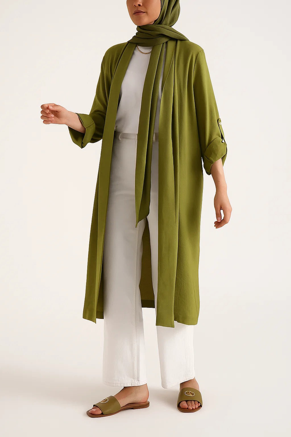 Olive Green- Latte Layer Cardigan
