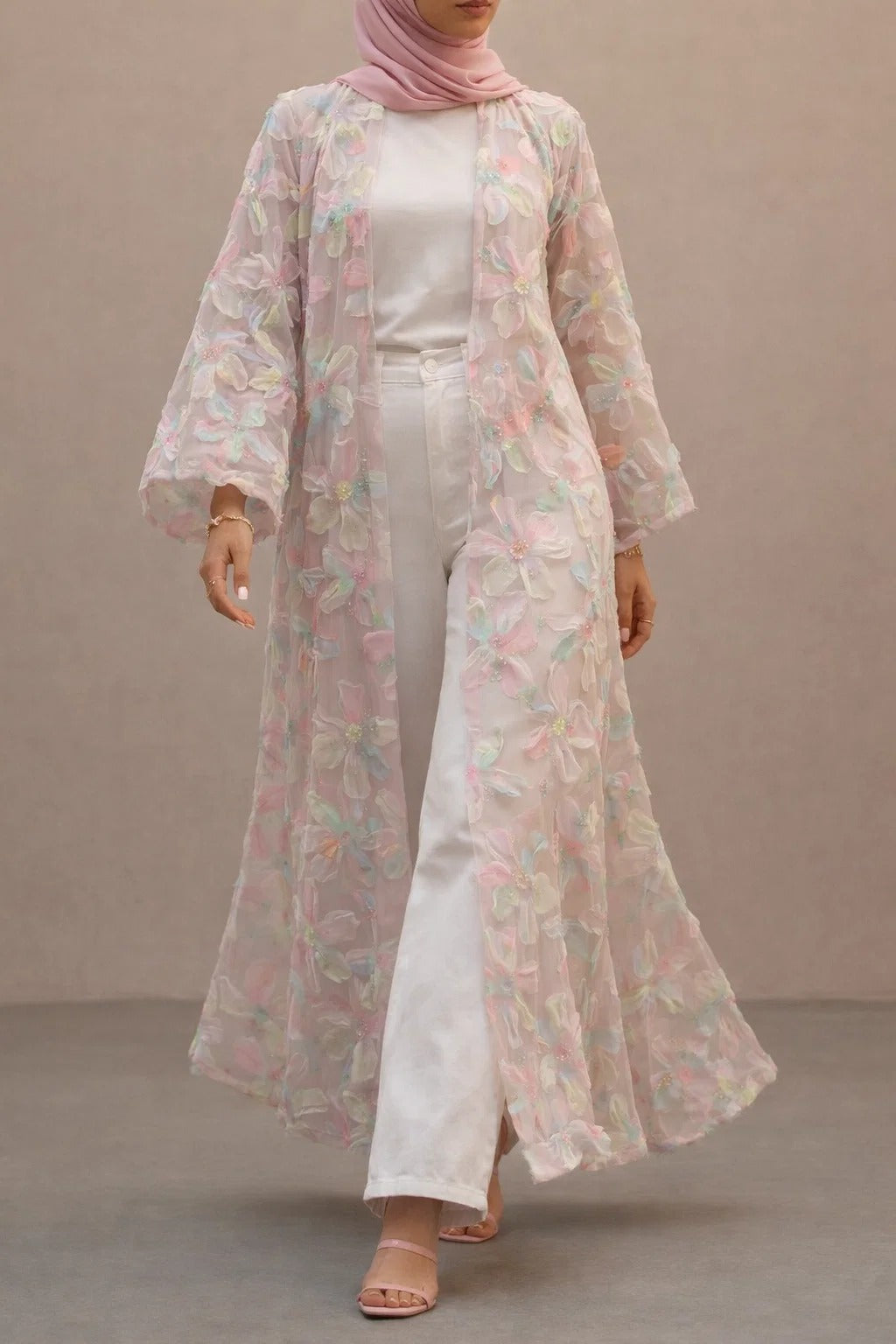 Pastel Petal Royale Abaya