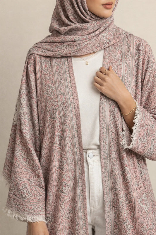 Pink Pashmina Abaya 10