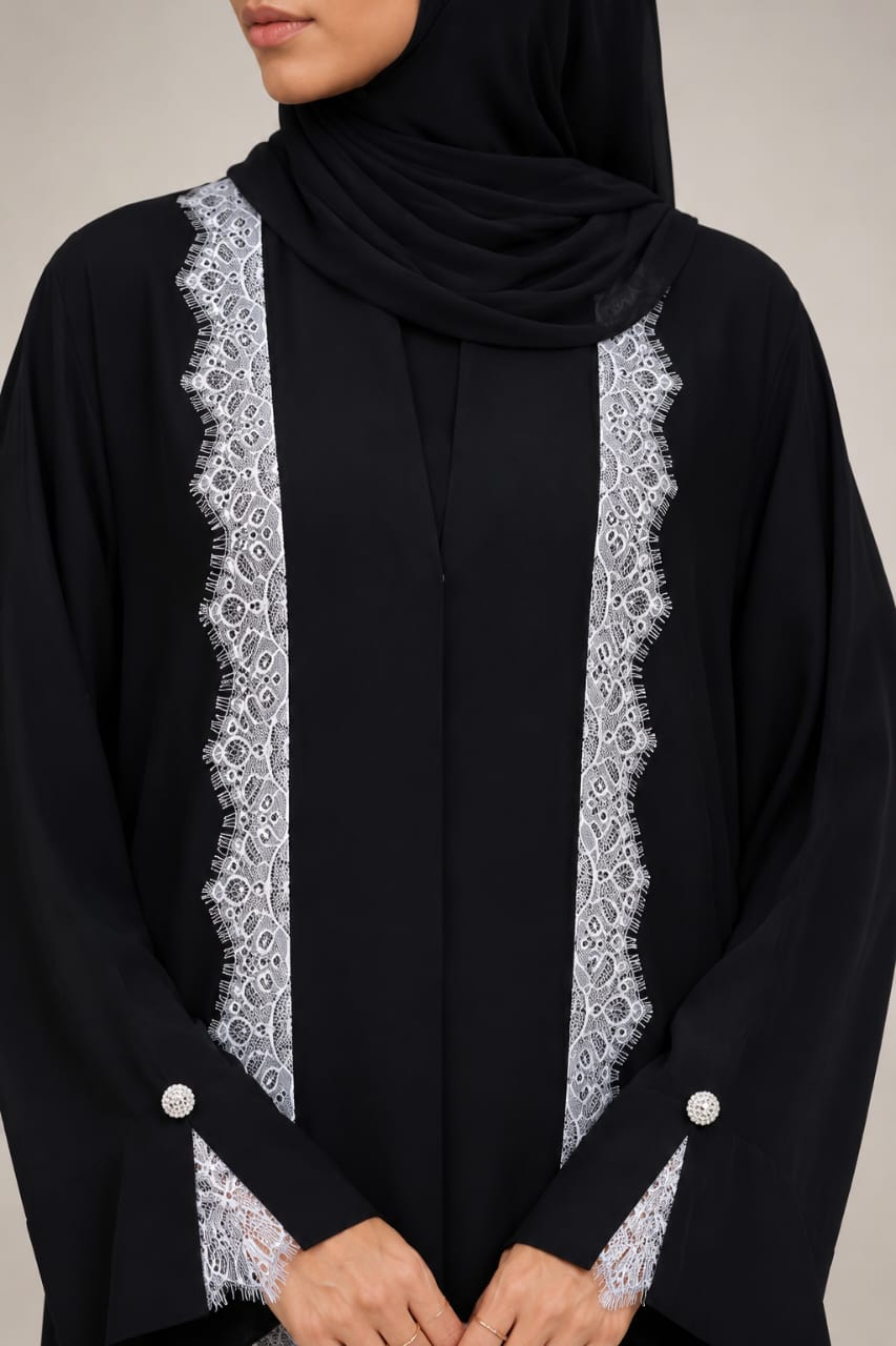 Noir Fusion lace abaya E23J